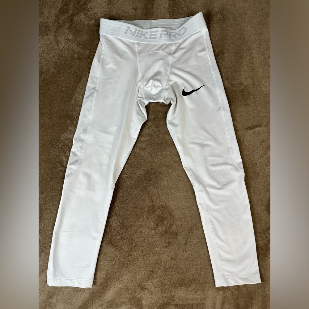 Men’s Nike Pro Dri-FIT Compression Tights Size Small White Athletic Training